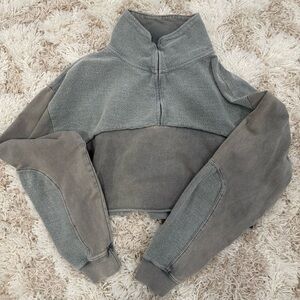 Out From Under Urban Outfitters Cropped Half Zip Pullover Sweatshirt | Medium